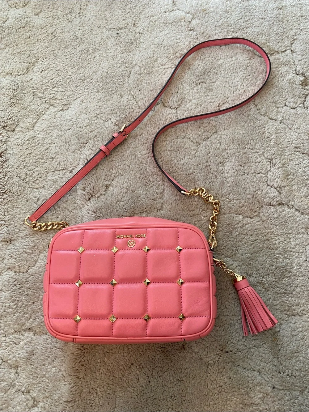 Michael Kors Pink Quilted Crossbody with Tassel